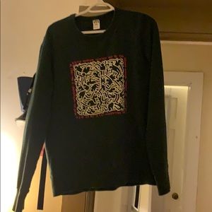 Keith Haring x Uniqlo dark green crewneck sweater